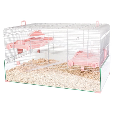 Zolux Panas Nagetierkäfig in Rosa, kompakter Käfig für Hamster und Kleintiere