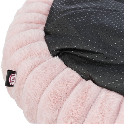 Trixie Hundekorb Lonni rund rosa Detailansicht – kuscheliges Hundebett pink seitlich