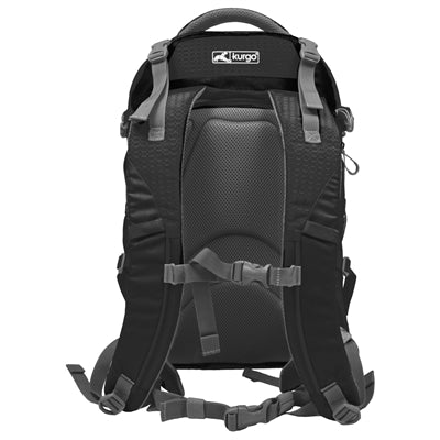 Kurgo G-Train Hunderucksack schwarz Detailansicht – Reiserucksack Hund Halter seitlich