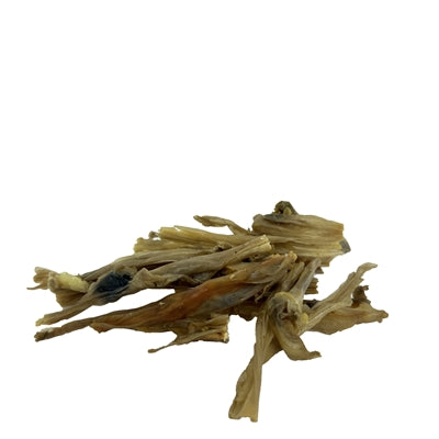 Petsnack Kaninchenfell Hundekauartikel Nahaufnahme – getrocknetes Kaninchenfell naturbelassen Detail
