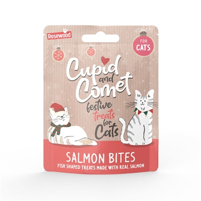 Cupid & Comet Weihnachtssocke Katze Detailansicht – festliches Snack-Spielzeug Inhalt seitlich