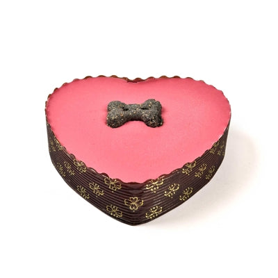 Barking Bakery Pawty-Kuchen Detailansicht – Hundegeburtstagstorte rosa Herz Nahaufnahme