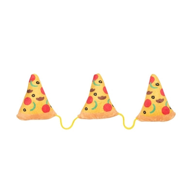 Fuzzyard 3 Pizzastücke am Seil mit Katzenminze – lustiges Plüsch-Katzenspielzeug