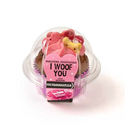 Barking Bakery Ich Wuff Dich Wuffin Nahaufnahme – glasierter Hundekuchen Verpackung Rückseite