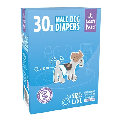 Hundewindeln männlich Easypets – Rückseite Verpackung Inhaltsstoffe