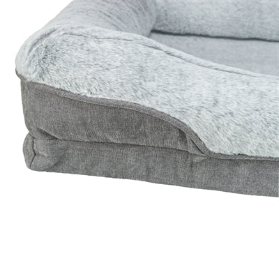 Trixie Vital Lino Hundebett grau Nahaufnahme – ergonomischer Hundekorb Seitenansicht weicher Rand