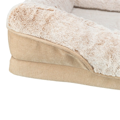 Trixie Vital Lino Hundebett beige Nahaufnahme – ergonomischer Hundekorb Seitenansicht Rand
