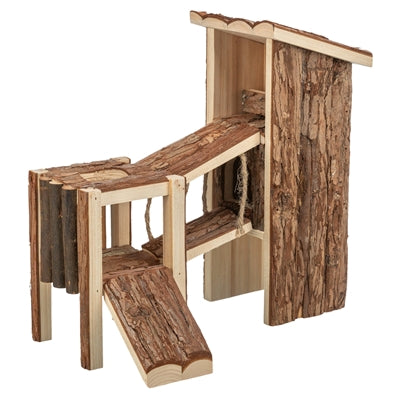 Trixie Spielplatz Taifune für Mäuse und Hamster – Rindenholz-Kletterspielplatz für Nager