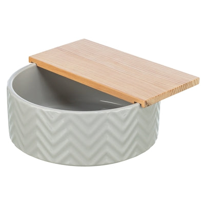 Trixie Sandbad mit Plattform für Mäuse und Hamster – Keramik-Holz-Badehaus für Nager