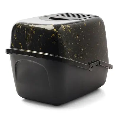 Savic Katzentoilette Nestor Marmor Schwarz/Gold