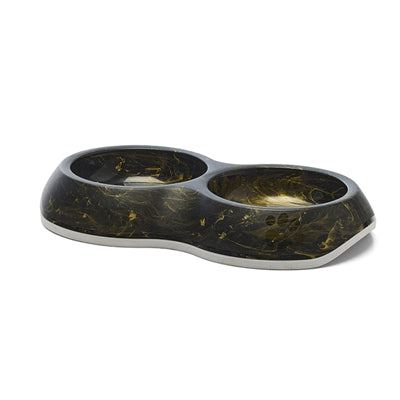 Savic Fressnapf Delice Doppelnapf Marmor schwarz-gold – eleganter Futternapf