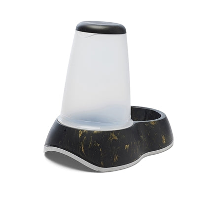 Savic Trinkschale Loop Marmor schwarz-gold Detailansicht – Wassernapf Innenansicht Nahaufnahme