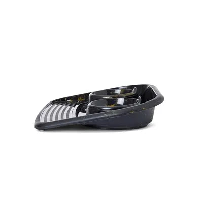 Savic Butler Futter- Und Trinkschale Mit Tablett Marmor Schwarz/Gold