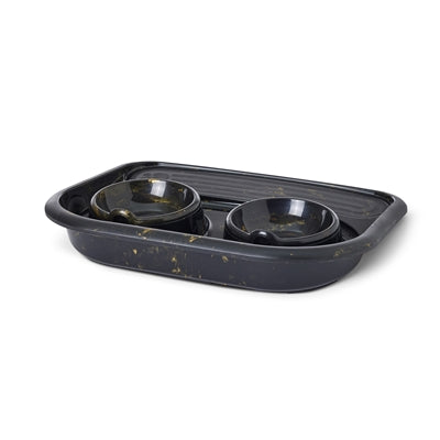 Savic Butler Futter- Und Trinkschale Mit Tablett Marmor Schwarz/Gold