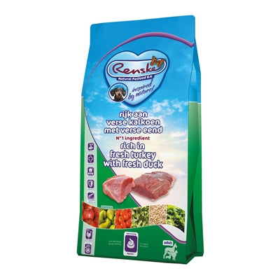 Renske Super Premium Erwachsene Pute und Ente Trockenfutter, Premium-Hundefutter