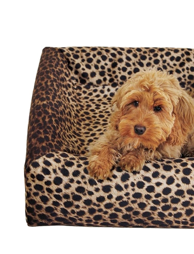 Bia Bettbezug Premium Leopard Print Seitenansicht – stylischer Ersatzbezug für Hundebetten
