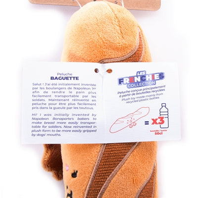 Martin Baguette Plüsch Seitenansicht – originelles Quietsch-Hundespielzeug zum Kuscheln