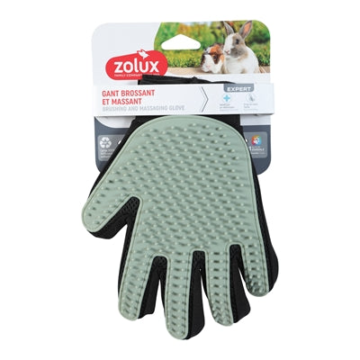Zolux Pflegehandschuh für Kleintiere Detailansicht – sanfte Fellbürste am Handschuh