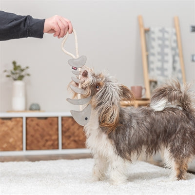 Trixie Fischgrätenleder Seil-Spielzeug Seitenansicht – langlebiges Hundespielzeug aus Leder