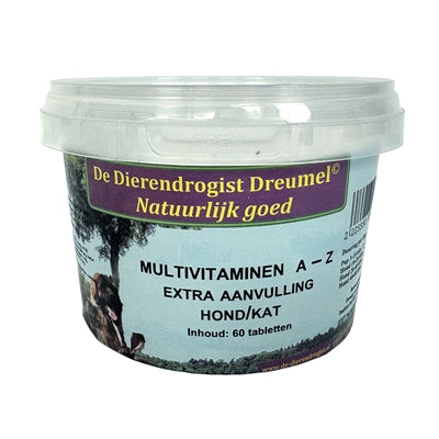 Dierendrogist Multivitamin A-Z Tabletten für Hunde und Katzen, umfassende Vitaminversorgung