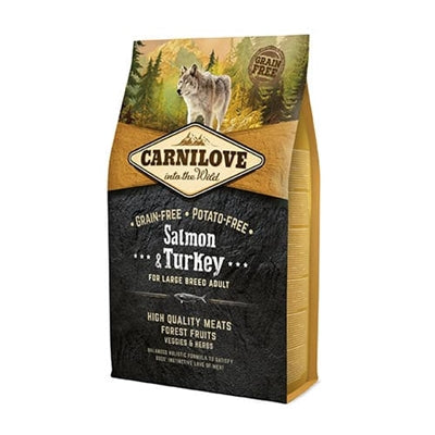 Carnilove Hundetrockenfutter Lachs für große Hunde, Verpackung mit Analytischen Bestandteilen