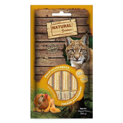 Natural Greatness cremiges Hähnchen mit Kürbis – Verdauungshilfe Snack für Katzen