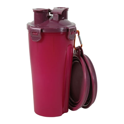 Zolux BVK 2-in-1 Reiseset rot – Trinkflasche mit Fress- und Wassernapf für Hunde