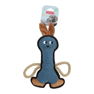 Zolux Buddy Kaninchen blau Detailansicht – Plüsch-Hase Hundespielzeug zum Kuscheln