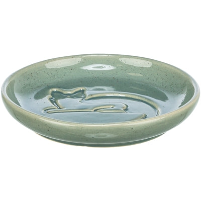 Trixie Keramik-Katzennapf blau – Detailansicht Fischgräten-Design und Glasur