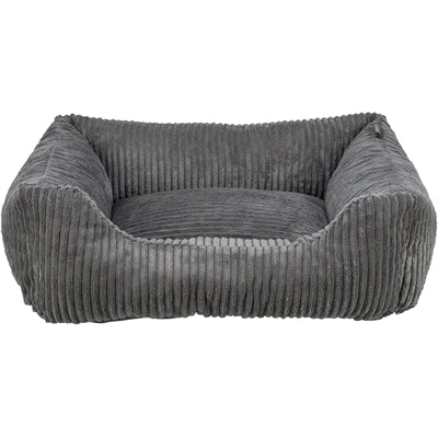 Trixie Hundekorb Jonna Vital gerippter Stoff hellgrau – rundes Hundebett mit Rand
