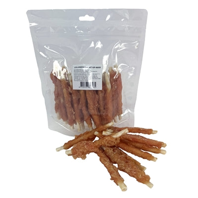 I Am Gedrehter Kollagenriegel mit Huhn Hundesnack Frontansicht