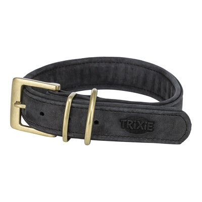 Trixie Lederhalsband schwarz Hund Verschluss Detailansicht