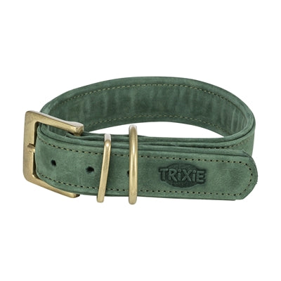 Trixie Hundehalsband reines Leder salbeigrün modern Frontansicht