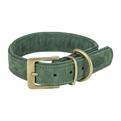 Lederhalsband Trixie Hund salbeigrün Schnalle Seitenansicht