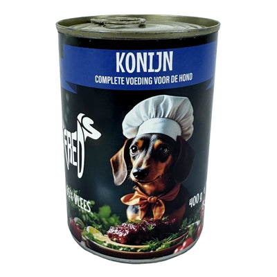 Freds frisches Kaninchen Nassfutter Hund aus der Dose Frontansicht