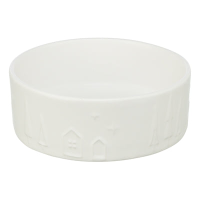 Trixie Keramik Hundenapf weiß Seitenansicht dezentes Winterdesign 12cm