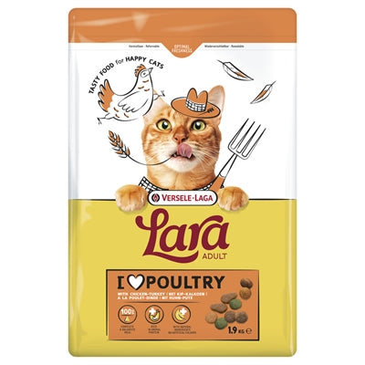 Lara Trockenfutter Geflügel Pute und Huhn für erwachsene Katzen, Frontansicht