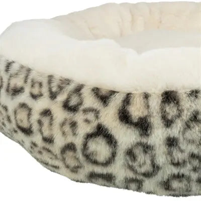 Trixie Hundekorb Leo Weich Rund Plüsch Creme / Panther Print