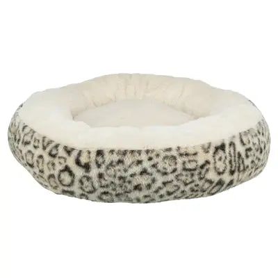 Trixie Hundekorb Leo Weich Rund Plüsch Creme / Panther Print