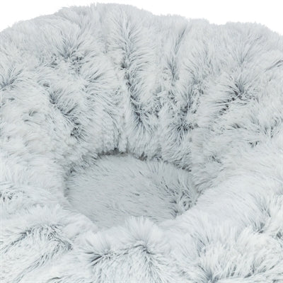 Trixie Harvey Donut-Katzenbett weiss-grau – Draufsicht mit offenem Tunnel