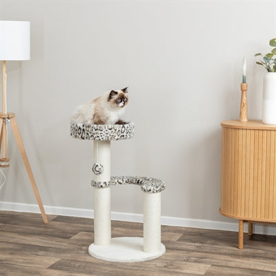 Kratzbaum Trixie Leo rund creme Panther-Print – Maße und Aufbau