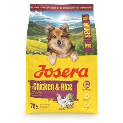 Josera Mini Senior Huhn Reis glutenfreies Hundefutter für ältere kleine Hunde 3kg