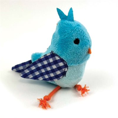 Happy Pet Vogel blau Detail – kompakte Plüschvögel für eigenständiges Katzenspiel