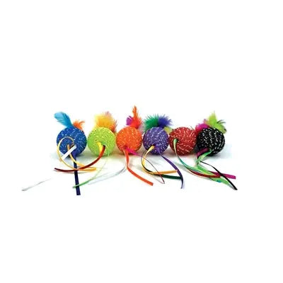 Happy Pet Tabby Patch Glitzerkugel Mit Rassel Und Federn