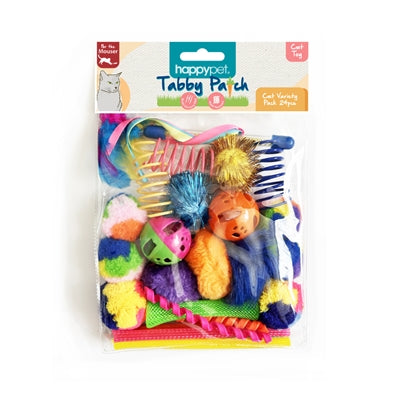 Happy Pet Tabby Patch Spielzeug-Set für Katzen - 24 Teile für abwechslungsreiches Spielen