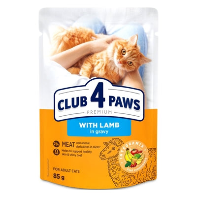 Club 4 Paws Premium Katzen-Nassfutter Lamm in Bratensoße für erwachsene Katzen