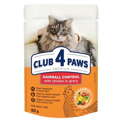 Club 4 Paws Premium Katzen-Nassfutter Hairball Control mit Kabeljau in Gelee