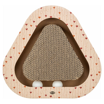 Trixie Kratzbrett Herzen dreieckig aus Karton mit Spielbällen Apricot für Katzen